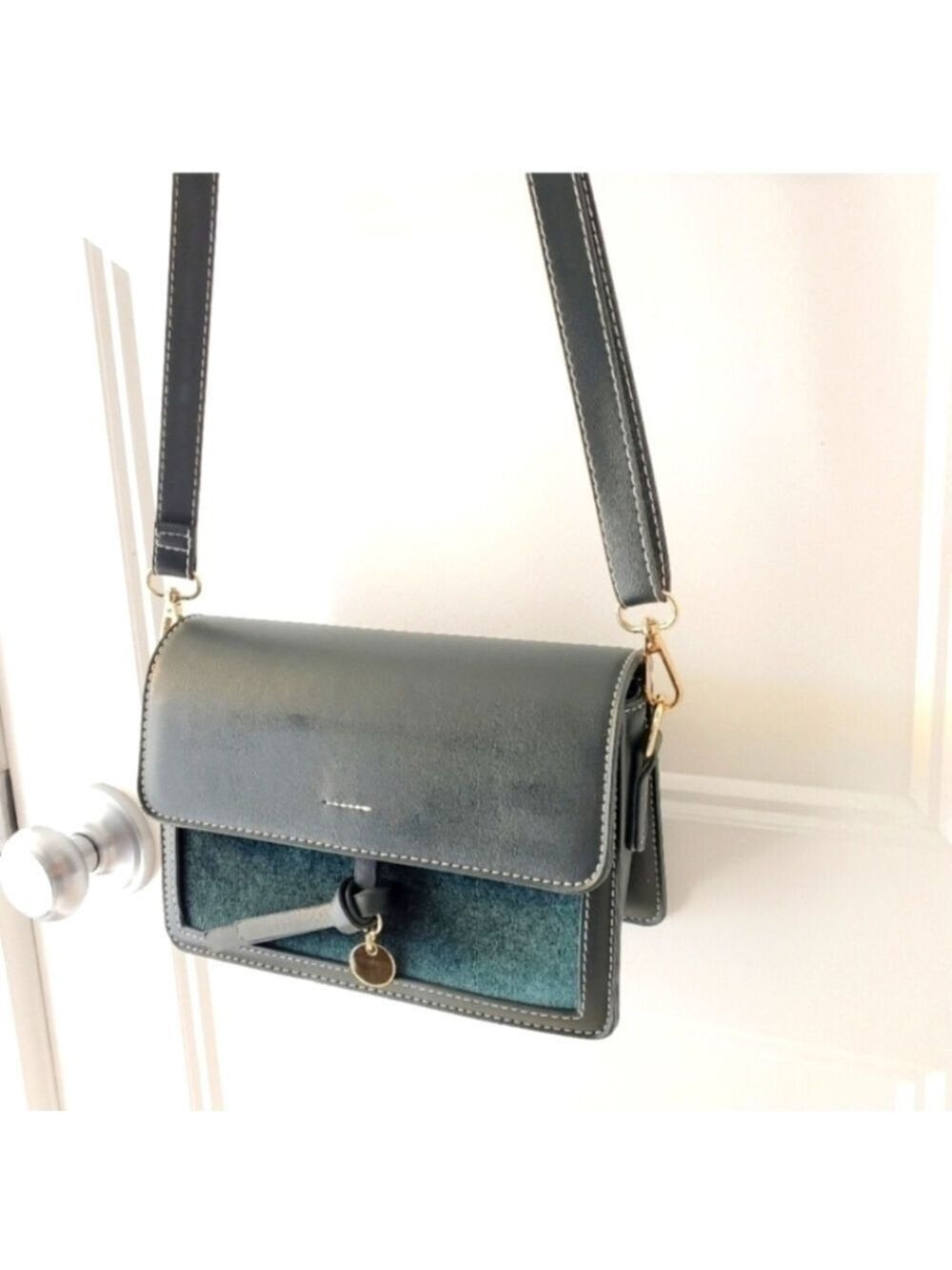 Emerald Green Suede Like Mini Crossbody Shoulder Bag